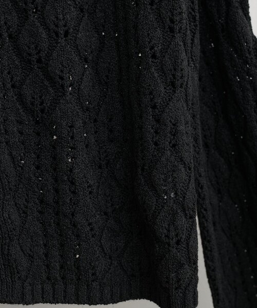 natural couture(ナチュラルクチュール)の「【WEB限定】透かし編み衿付きニットカーデ(カーディガン/ボレロ・レディース・アイボリー/サックスブルー/ブラック・FREE)」の15枚目の写真