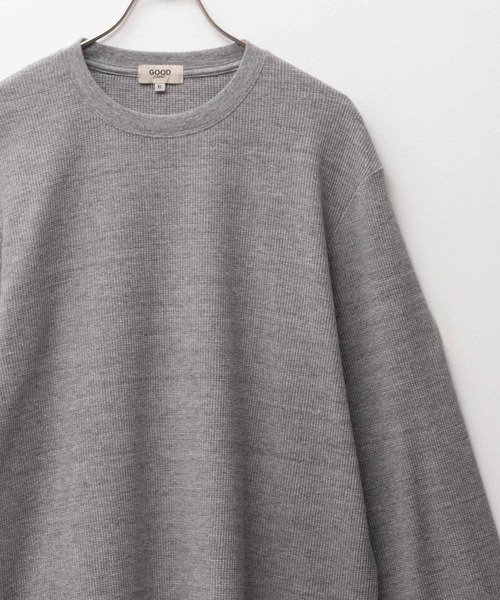 Mac-House（マックハウス）の「GOODCREW ワッフルクルーロングスリーブＴ（Tシャツ/カットソー・メンズ・ブラック/グレー/ネイビー・L/XL/M）」の2枚目の写真