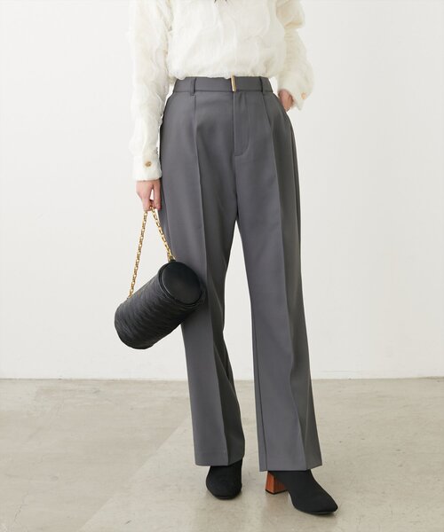 natural couture(ナチュラルクチュール)の「osonoハイウエスト美フレアパンツ(その他パンツ・レディース・ライトグレー/ネイビー/チャコールグレー・SMALL/MEDIUM/LARGE)」の2枚目の写真