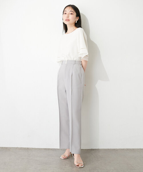 natural couture(ナチュラルクチュール)の「osonoハイウエスト美フレアパンツ(その他パンツ・レディース・ライトグレー/ネイビー/チャコールグレー・SMALL/MEDIUM/LARGE)」の1枚目の写真