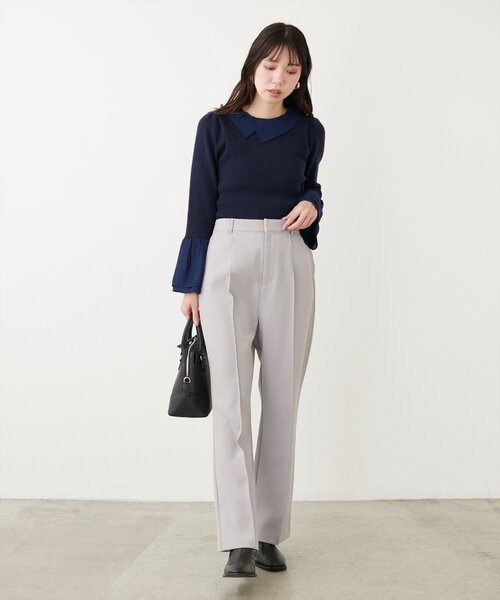 natural couture(ナチュラルクチュール)の「osonoハイウエスト美フレアパンツ(その他パンツ・レディース・ライトグレー/ネイビー/チャコールグレー・SMALL/MEDIUM/LARGE)」の12枚目の写真