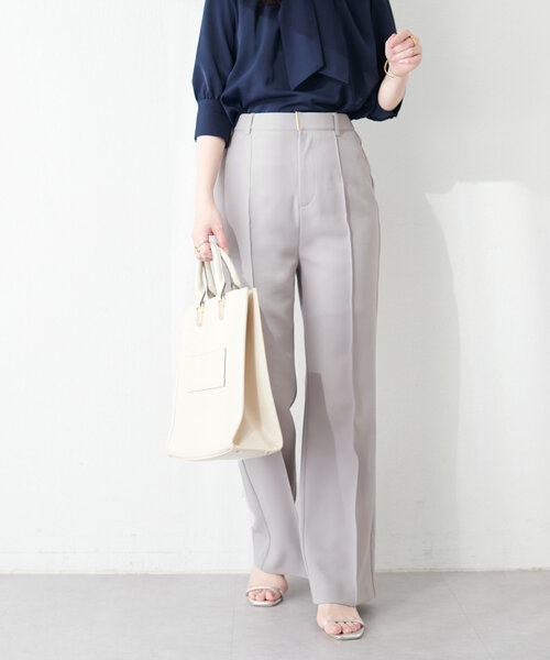 natural couture(ナチュラルクチュール)の「osonoハイウエスト美フレアパンツ(その他パンツ・レディース・ライトグレー/ネイビー/チャコールグレー・SMALL/MEDIUM/LARGE)」の7枚目の写真