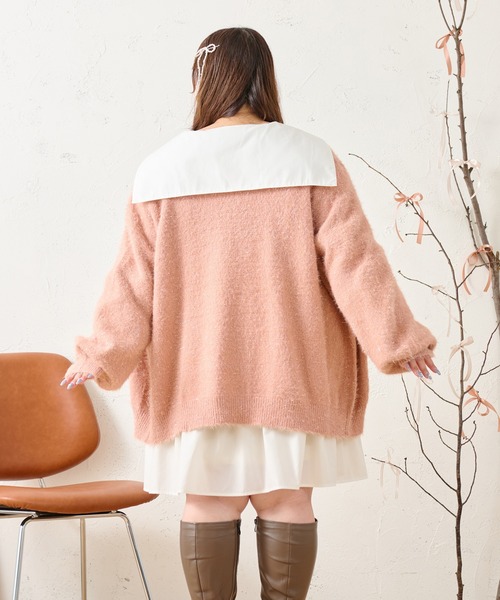 Louiosy(ルオシー)の「【大きいサイズ】アシンメトリーデザインミニシャツワンピース(ワンピース・レディース・ブラック/オフホワイト/サックスブルー・X-LARGE/4L)」の21枚目の写真