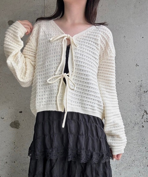 merrylatte（メリーラテ）の「リボンニットカーディガン（ニット/セーター・レディース・ホワイト・FREE）」の5枚目の写真