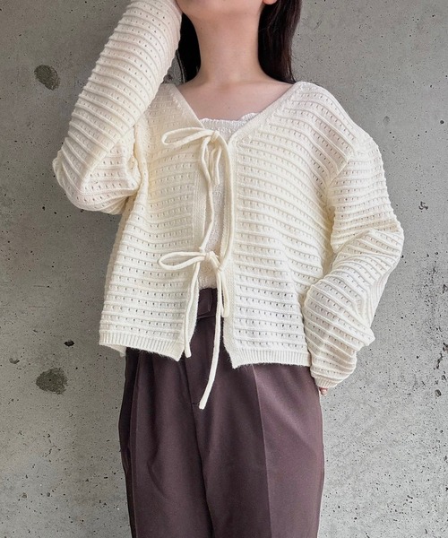 merrylatte（メリーラテ）の「リボンニットカーディガン（ニット/セーター・レディース・ホワイト・FREE）」の7枚目の写真