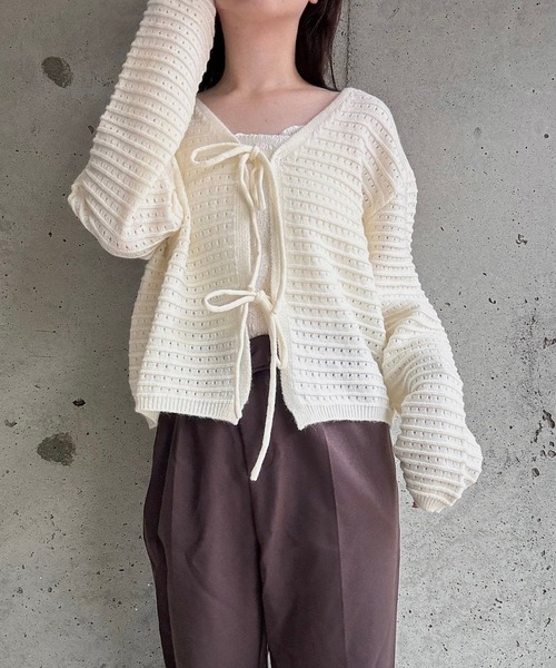 merrylatte（メリーラテ）の「リボンニットカーディガン（ニット/セーター・レディース・ホワイト・FREE）」の8枚目の写真