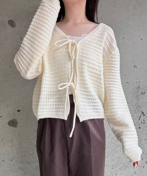 merrylatte（メリーラテ）の「リボンニットカーディガン（ニット/セーター・レディース・ホワイト・FREE）」の9枚目の写真