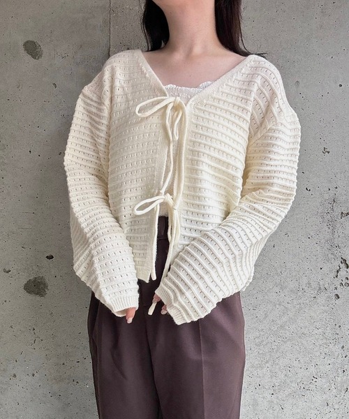 merrylatte（メリーラテ）の「リボンニットカーディガン（ニット/セーター・レディース・ホワイト・FREE）」の10枚目の写真
