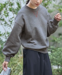 『配色ステッチ裏起毛スウェット』