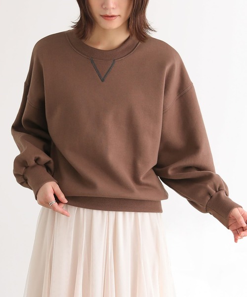 n'OrLABEL(ノアールレーベル)の「『配色ステッチ裏起毛スウェット』(スウェット・レディース・ブラウン/杢グレー/アイボリー/ブラック/ブルーグリーン・1/2)」の4枚目の写真