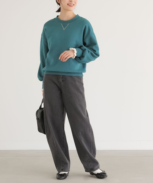 n'OrLABEL(ノアールレーベル)の「『配色ステッチ裏起毛スウェット』(スウェット・レディース・ブラウン/杢グレー/アイボリー/ブラック/ブルーグリーン・1/2)」の21枚目の写真