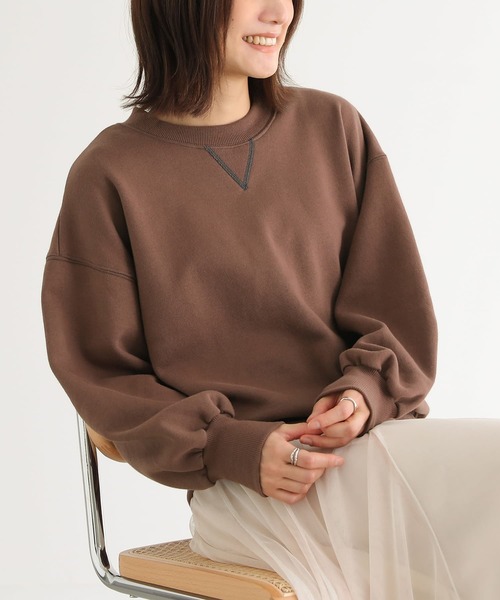 n'OrLABEL(ノアールレーベル)の「『配色ステッチ裏起毛スウェット』(スウェット・レディース・ブラウン/杢グレー/アイボリー/ブラック/ブルーグリーン・1/2)」の22枚目の写真