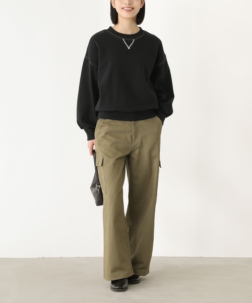 n'OrLABEL(ノアールレーベル)の「『配色ステッチ裏起毛スウェット』(スウェット・レディース・ブラウン/杢グレー/アイボリー/ブラック/ブルーグリーン・1/2)」の15枚目の写真