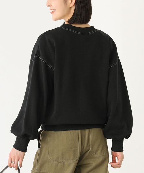 n'OrLABEL(ノアールレーベル)の「『配色ステッチ裏起毛スウェット』(スウェット・レディース・ブラウン/杢グレー/アイボリー/ブラック/ブルーグリーン・1/2)」の14枚目の写真