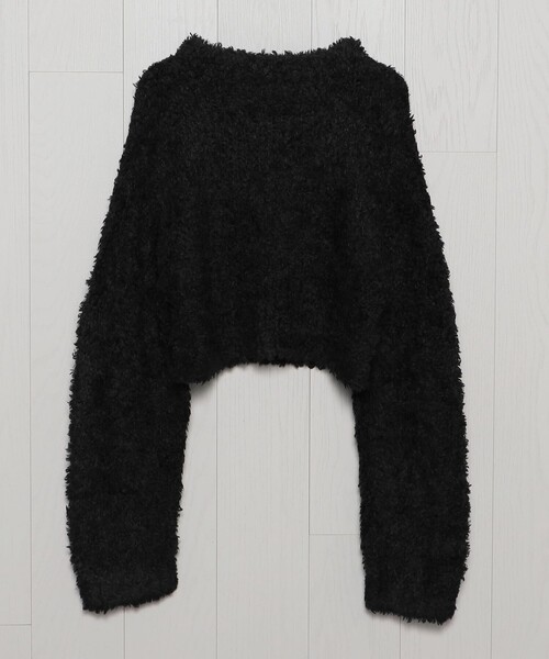 H BEAUTY&YOUTH UNITED ARROWS(エイチビューティーアンドユースユナイテッドアローズ)の「<H>フェザーヤーン ニットプルオーバー(ニット/セーター・レディース・ブラック/ターコイズブルー・FREE)」の4枚目の写真