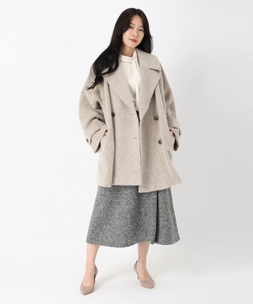 STRAWBERRY-FIELDS（ストロベリーフィールズ）の「シャギーミドル丈ダブルコート（その他アウター・レディース・ベージュ/ブルー系その他・2）」の14枚目の写真