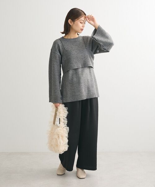Green　Parks（グリーンパークス）の「SET2点 ニットキャミ+ニットチュニック（チュニック・レディース・杢グレー/ブラウン系その他2・FREE）」の4枚目の写真