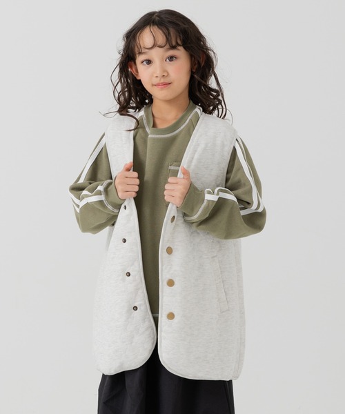 JAM & LINK（ジャムアンドリンク）の「ニットキルト ロングベスト（ベスト・キッズ・ブラック/カーキ/オートミール・140cm/160cm）」の19枚目の写真