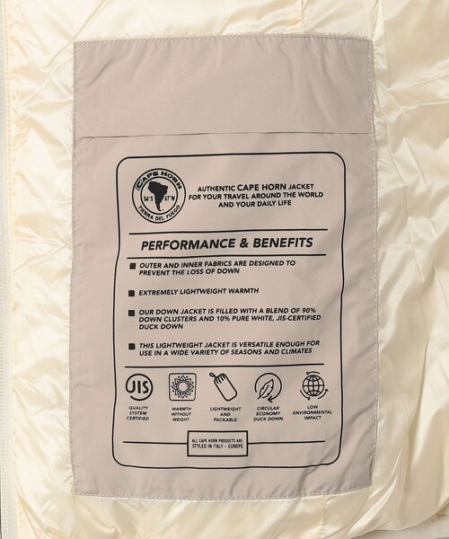 CAPEHORN（ケープホーン）の「CAPE HORN:〈洗濯機可能〉MATT STELLA セミロング フード付き ダウン コート（ダウンジャケット/コート・レディース・ナチュラル/ブラック/ネイビー・44/42）」の15枚目の写真