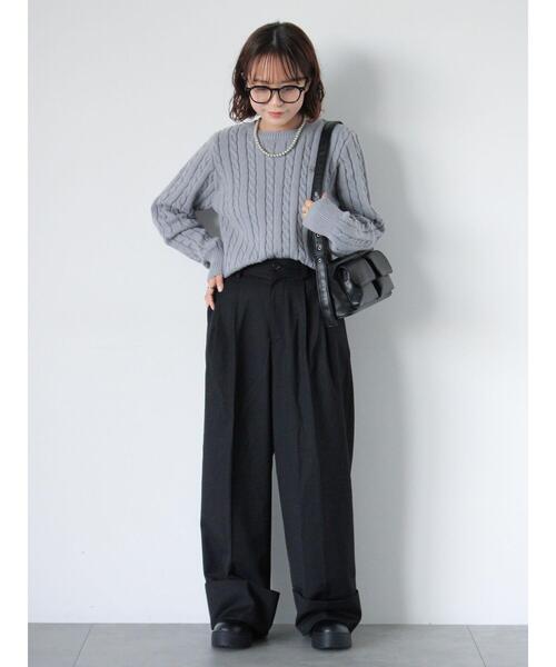 ehka sopo（エヘカソポ）の「プレート付ケーブルニット（ニット/セーター・レディース・キナリ/ピンク/グレー・F）」の5枚目の写真