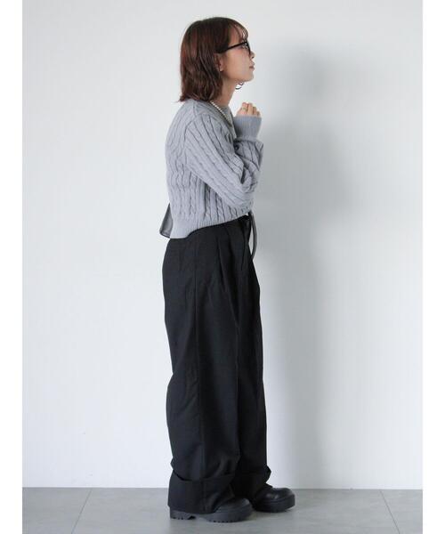 ehka sopo（エヘカソポ）の「プレート付ケーブルニット（ニット/セーター・レディース・キナリ/ピンク/グレー・F）」の6枚目の写真