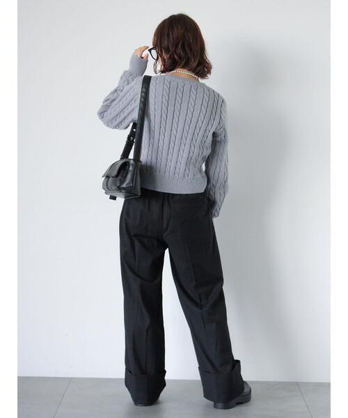 ehka sopo（エヘカソポ）の「プレート付ケーブルニット（ニット/セーター・レディース・キナリ/ピンク/グレー・F）」の7枚目の写真