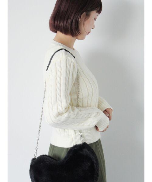 ehka sopo（エヘカソポ）の「プレート付ケーブルニット（ニット/セーター・レディース・キナリ/ピンク/グレー・F）」の9枚目の写真