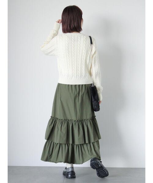 ehka sopo（エヘカソポ）の「プレート付ケーブルニット（ニット/セーター・レディース・キナリ/ピンク/グレー・F）」の14枚目の写真