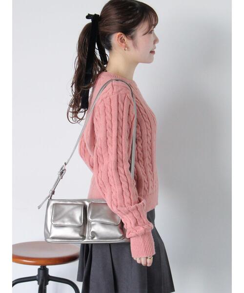 ehka sopo（エヘカソポ）の「プレート付ケーブルニット（ニット/セーター・レディース・キナリ/ピンク/グレー・F）」の16枚目の写真