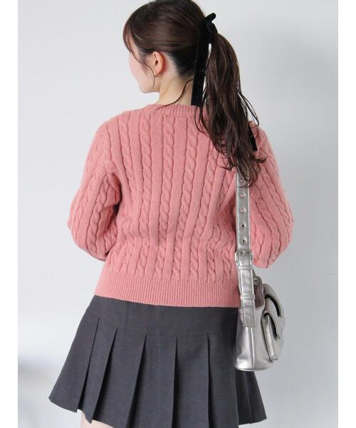 ehka sopo（エヘカソポ）の「プレート付ケーブルニット（ニット/セーター・レディース・キナリ/ピンク/グレー・F）」の17枚目の写真