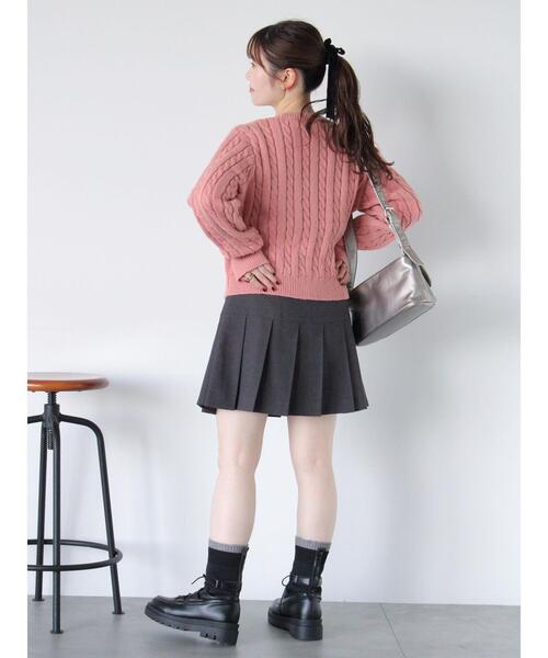 ehka sopo（エヘカソポ）の「プレート付ケーブルニット（ニット/セーター・レディース・キナリ/ピンク/グレー・F）」の21枚目の写真