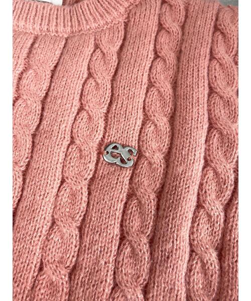 ehka sopo（エヘカソポ）の「プレート付ケーブルニット（ニット/セーター・レディース・キナリ/ピンク/グレー・F）」の22枚目の写真