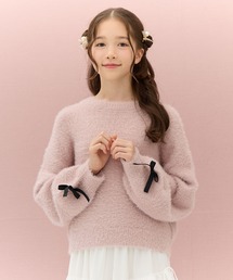 Amourire girl(アムリールガール)の袖リボンシャギーニットプルオーバー(130p〜160p)(ニット/セーター)