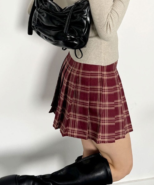 VIVID LADY(ビビッドレディー)の「タータンチェック チェックスカート レディース(スカート・レディース・レッド/グレー・MEDIUM/SMALL)」の9枚目の写真