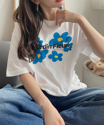ぼかし フラワーモチーフ ロゴ プリントＴシャツ