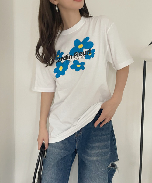 Ada.（エイダ）の「ぼかし フラワーモチーフ ロゴ プリントＴシャツ（Tシャツ/カットソー・レディース・ホワイト/ピンク・FREE）」の11枚目の写真