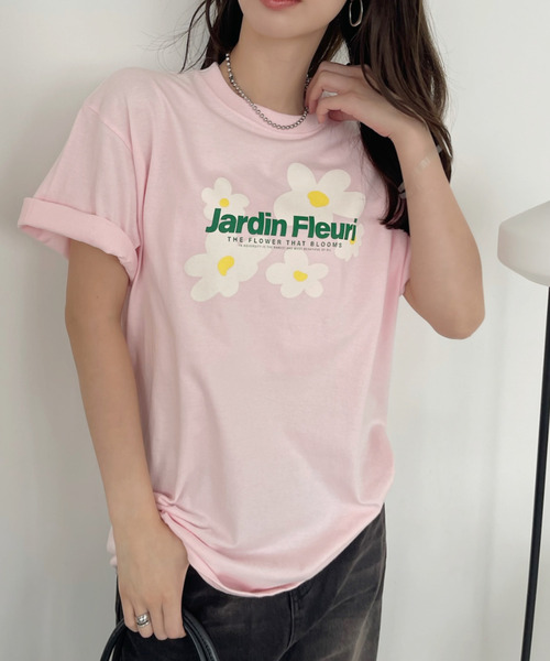 Ada.（エイダ）の「ぼかし フラワーモチーフ ロゴ プリントＴシャツ（Tシャツ/カットソー・レディース・ホワイト/ピンク・FREE）」の9枚目の写真