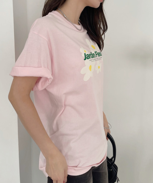 Ada.（エイダ）の「ぼかし フラワーモチーフ ロゴ プリントＴシャツ（Tシャツ/カットソー・レディース・ホワイト/ピンク・FREE）」の14枚目の写真