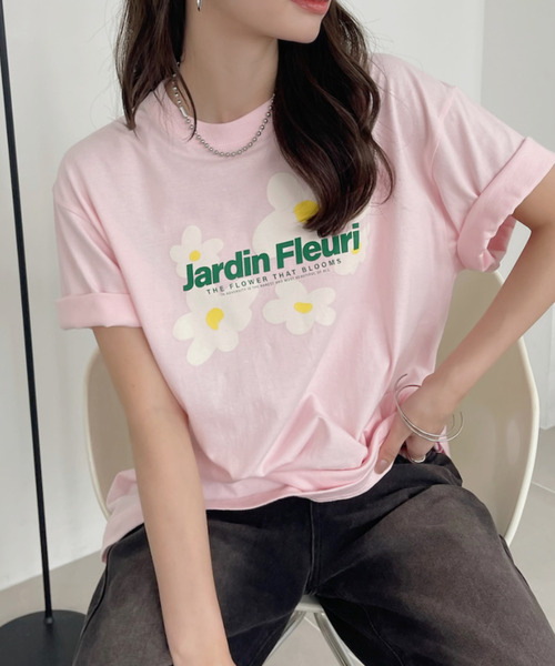 Ada.（エイダ）の「ぼかし フラワーモチーフ ロゴ プリントＴシャツ（Tシャツ/カットソー・レディース・ホワイト/ピンク・FREE）」の8枚目の写真