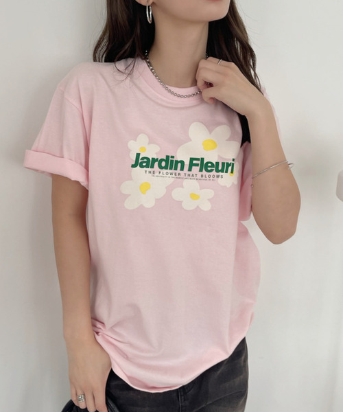Ada.（エイダ）の「ぼかし フラワーモチーフ ロゴ プリントＴシャツ（Tシャツ/カットソー・レディース・ホワイト/ピンク・FREE）」の7枚目の写真