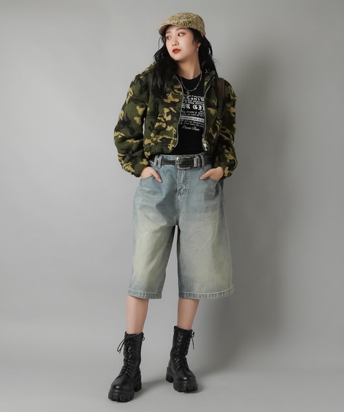 SPINNS（スピンズ）の「ダメージプリント コットンハンチング（ハンチング/ベレー帽・レディース・ベージュ/ブラック・ONESIZE）」の9枚目の写真