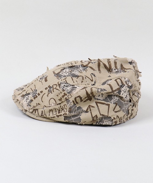 SPINNS（スピンズ）の「ダメージプリント コットンハンチング（ハンチング/ベレー帽・レディース・ベージュ/ブラック・ONESIZE）」の13枚目の写真