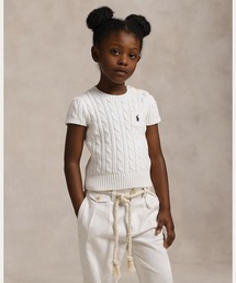 【Mサイズ】ラルフローレン　半袖ケーブルニット　ホワイト ポロラルフローレン ケーブル編み ニット 半袖 S - メルカリ