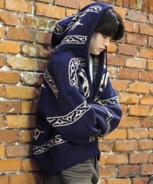 A'GEM/9 × .kom 『NOMUNUAL/ノーマニュアル』 COWICHAN HOODED ZIP-UP /カウチン フードジップパーカー