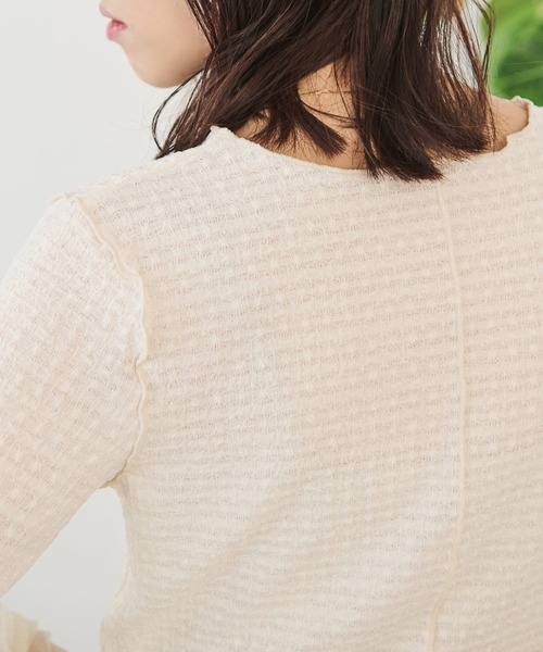 Crisp（クリスプ）の「グリッターシアージャガードTシャツ（Tシャツ/カットソー・レディース・ブルー/アイボリー/イエロー・FREE）」の8枚目の写真