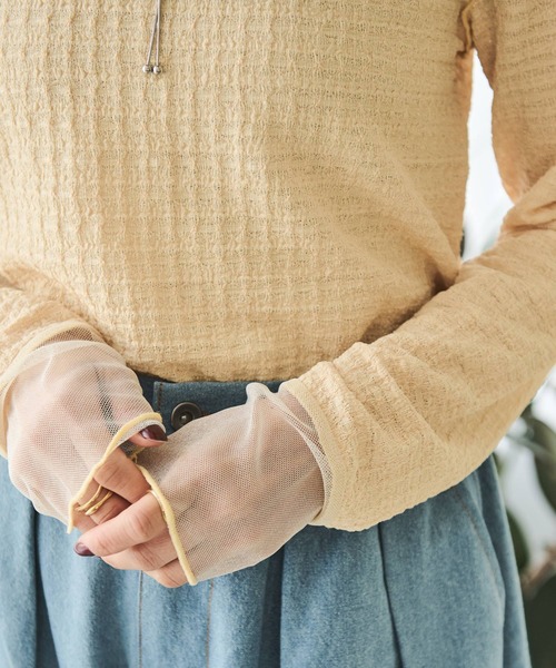 Crisp（クリスプ）の「グリッターシアージャガードTシャツ（Tシャツ/カットソー・レディース・ブルー/アイボリー/イエロー・FREE）」の16枚目の写真