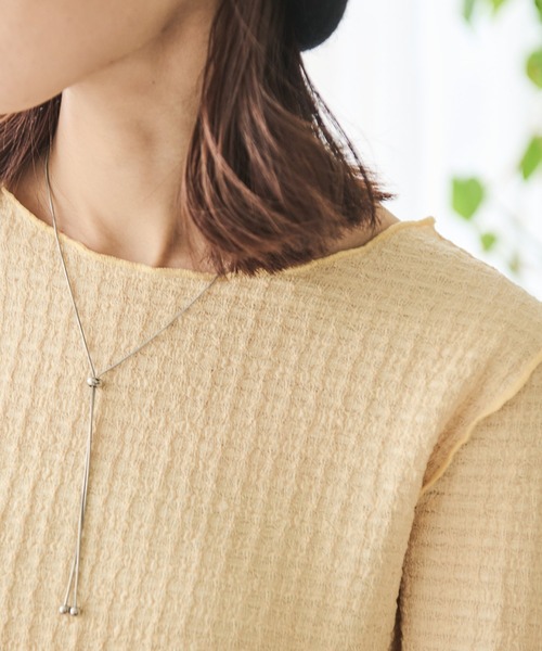 Crisp（クリスプ）の「グリッターシアージャガードTシャツ（Tシャツ/カットソー・レディース・ブルー/アイボリー/イエロー・FREE）」の18枚目の写真