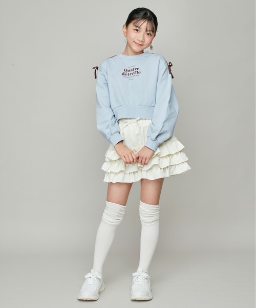 JENNI love（ジェニィラブ）の「【コットン100％】ラインリボン短丈トレーナー（スウェット・キッズ・ブラック/サックスブルー/オフホワイト・130cm/140cm/150cm/160cm）」の19枚目の写真