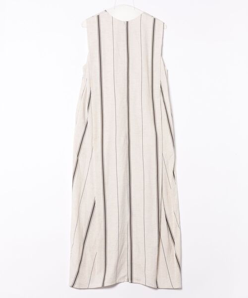 Q（キュー）の「ストライプ麻混ワンピース（ワンピース・レディース・カーキ系・MEDIUM）」の9枚目の写真