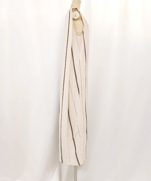Q（キュー）の「ストライプ麻混ワンピース（ワンピース・レディース・カーキ系・MEDIUM）」の12枚目の写真